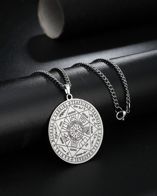 Seal of Solomon Seven Archangel Necklace Stainless Steel Saint Michael Jewelry