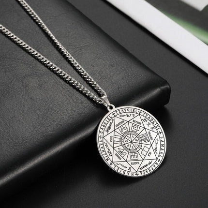 Seal of Solomon Seven Archangel Necklace Stainless Steel Saint Michael Jewelry