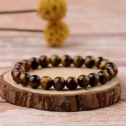 2PCS Men Classic Lava Rock Tiger Eye Gem Stone Beaded Healing Bracelet
