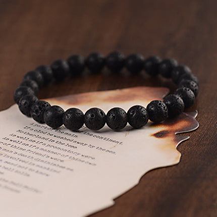 2PCS Men Classic Lava Rock Tiger Eye Gem Stone Beaded Healing Bracelet