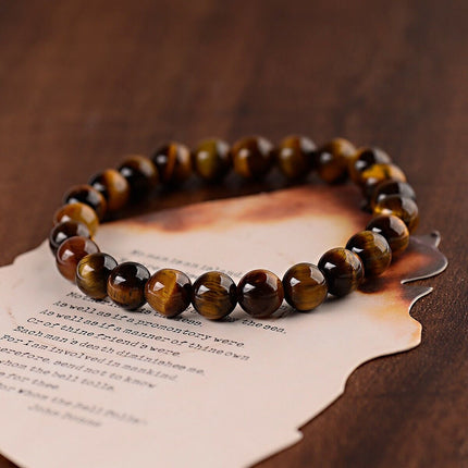 2PCS Men Classic Lava Rock Tiger Eye Gem Stone Beaded Healing Bracelet