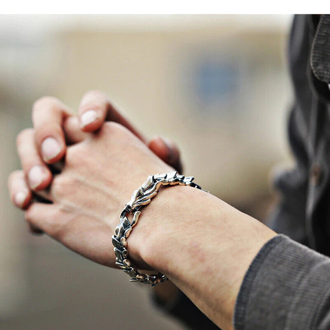 Ouroboros Dragon Head Bracelet Men Punk Stainless Steel Wristband Vikings Bangle