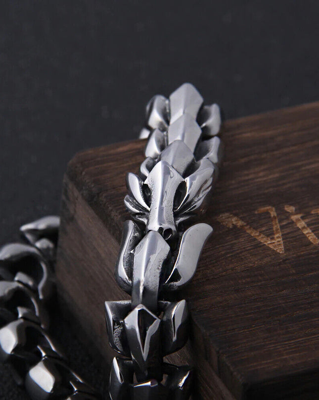 Ouroboros Dragon Head Bracelet Men Punk Stainless Steel Wristband Vikings Bangle