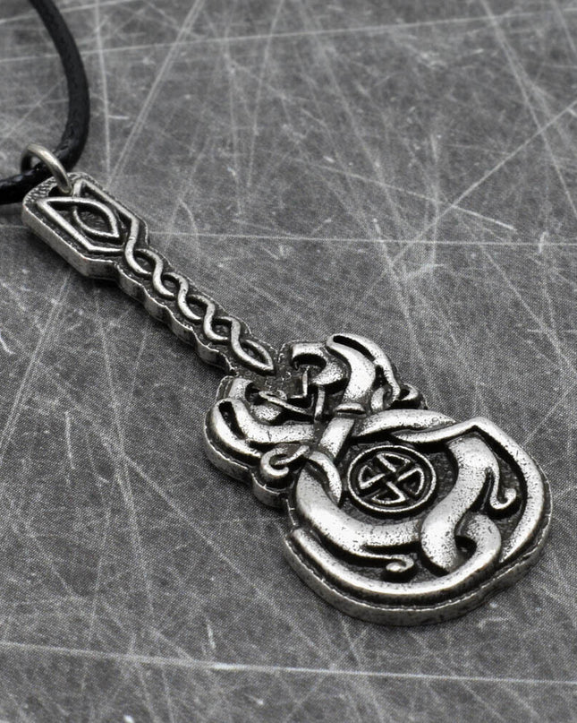Irish Celtic Vinework Guitar Pendant Necklace Antique Silver Unisex Jewelry