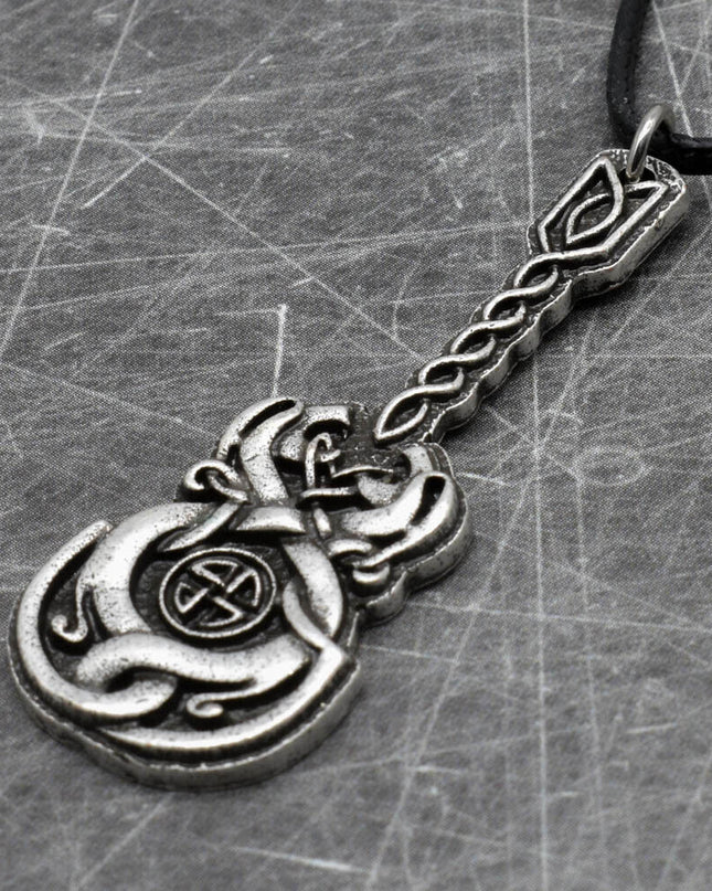 Irish Celtic Vinework Guitar Pendant Necklace Antique Silver Unisex Jewelry