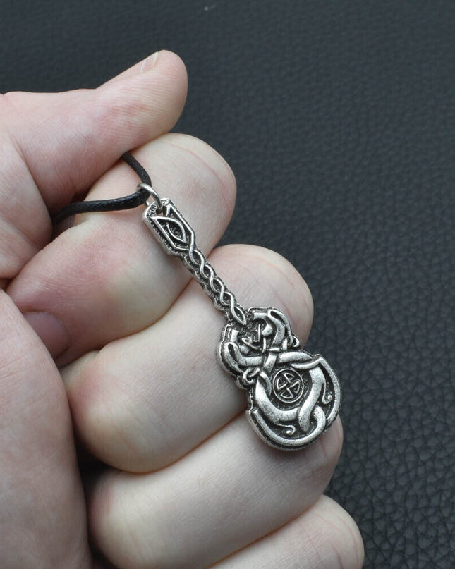Irish Celtic Vinework Guitar Pendant Necklace Antique Silver Unisex Jewelry