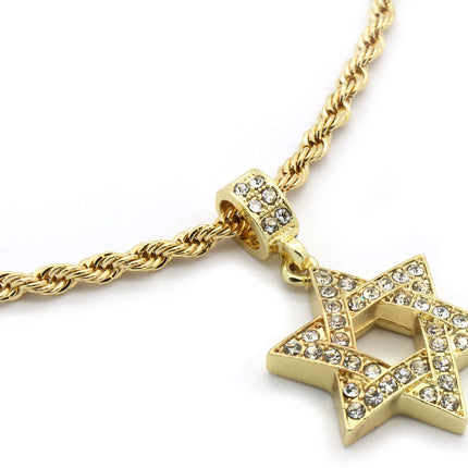 Gold Plated Star Of David Cubic Zirconia Pendant