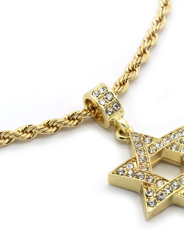 Gold Plated Star Of David Cubic Zirconia Pendant