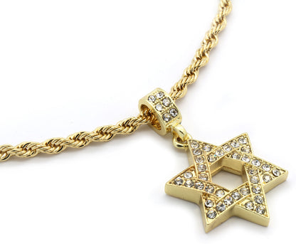 Gold Plated Star Of David Cubic Zirconia Pendant