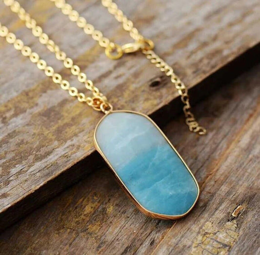 Natural Amazonite Stone Pendant Amulet Amazonite Gemstone Charm Necklace