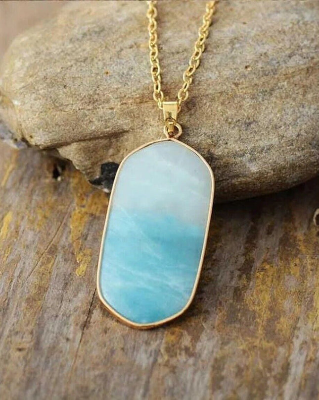 Natural Amazonite Stone Pendant Amulet Amazonite Gemstone Charm Necklace