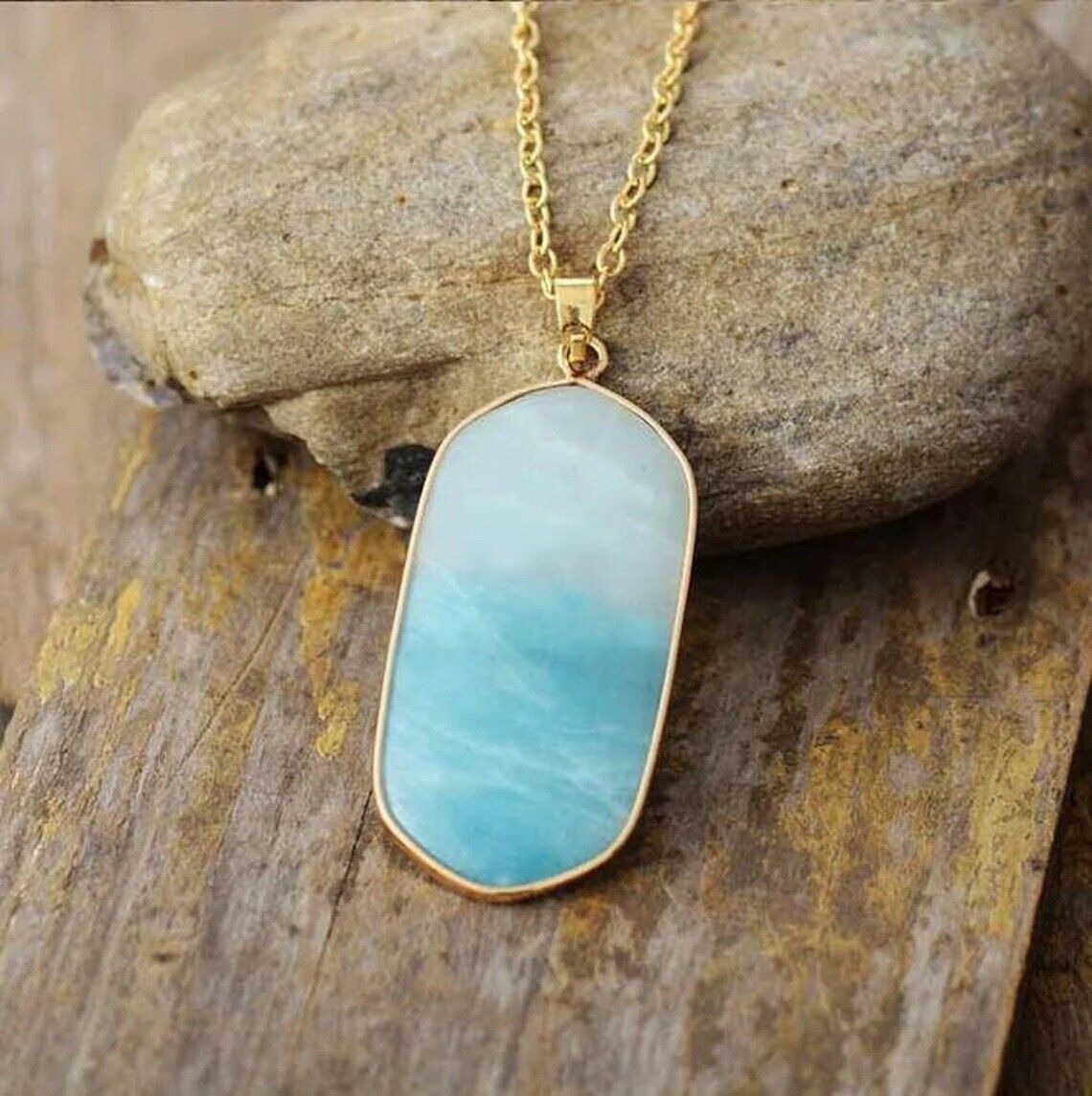 Natural Amazonite Stone Pendant Amulet Amazonite Gemstone Charm Necklace