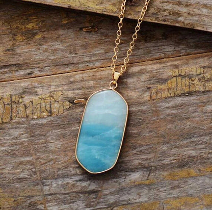 Natural Amazonite Stone Pendant Amulet Amazonite Gemstone Charm Necklace