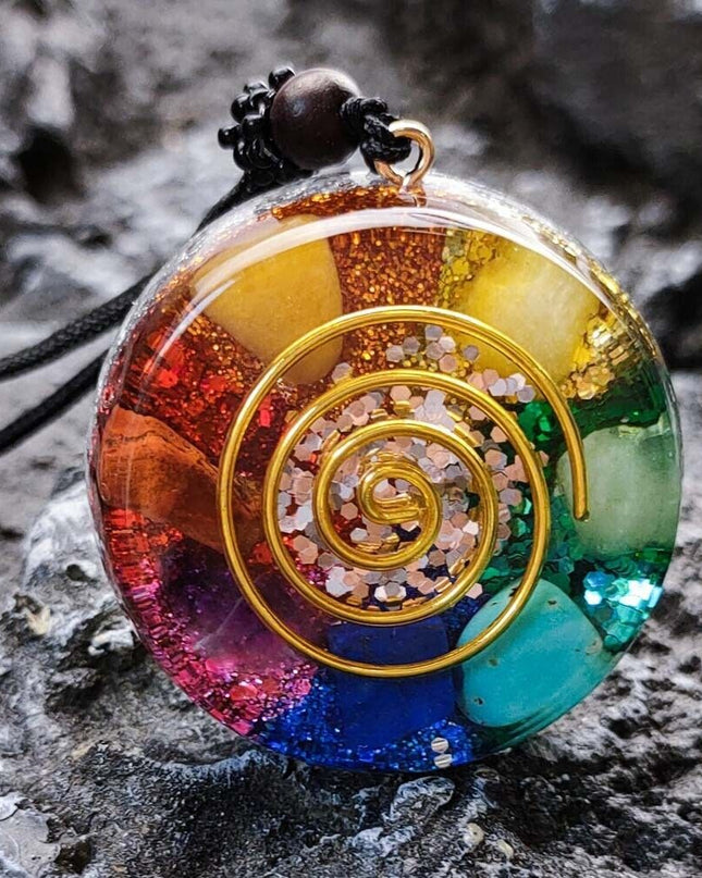 Natural Crystal Orgone Pendant 7 Chakra Healing Talisman Necklace for Women Men