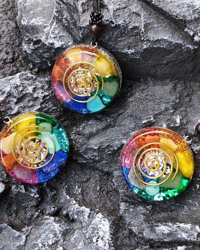 Natural Crystal Orgone Pendant 7 Chakra Healing Talisman Necklace for Women Men