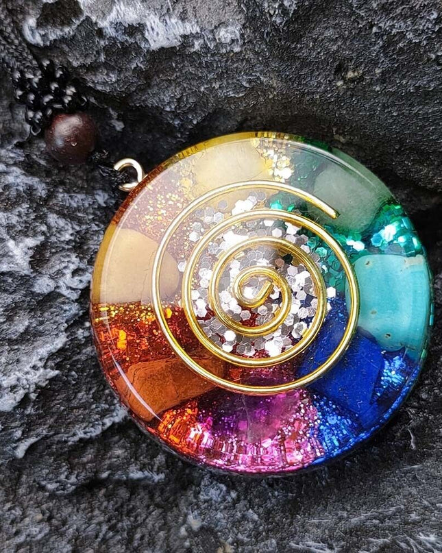 Natural Crystal Orgone Pendant 7 Chakra Healing Talisman Necklace for Women Men
