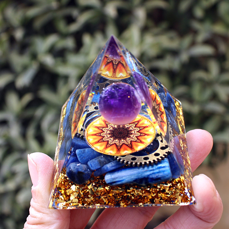 Amethyst Crystal Sphere Orgonite Pyramid Obsidian Chakra Energy Orgone Stone