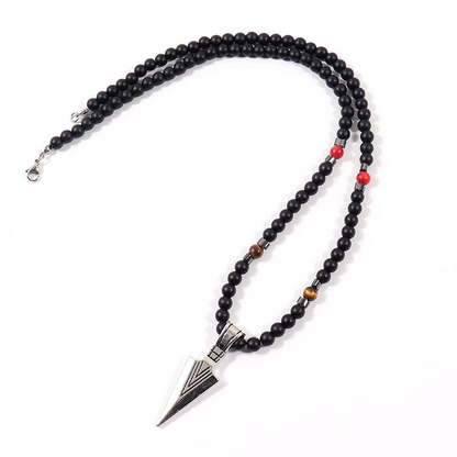 Men's Fashion Jewelry Tiger Eye Stone Beaded Arrow Pendant Necklace