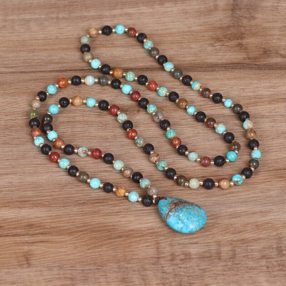 Natural Lava Rock 108 Mala Beads Prayer Healing Meditation Women Necklace