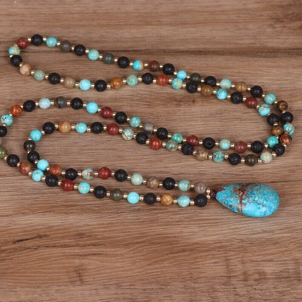 Natural Lava Rock 108 Mala Beads Prayer Healing Meditation Women Necklace
