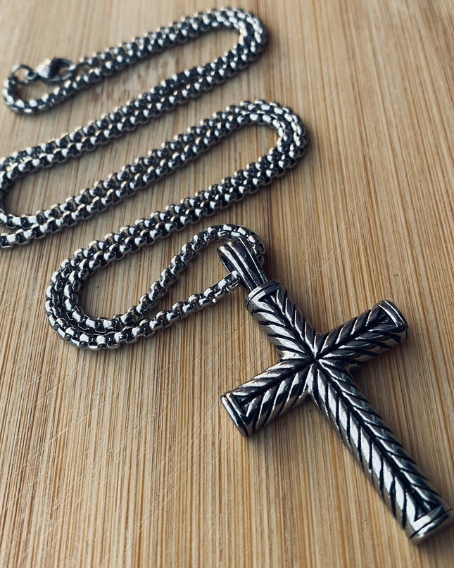 Stainless Steel Cross Pendant Necklace For Men Chain