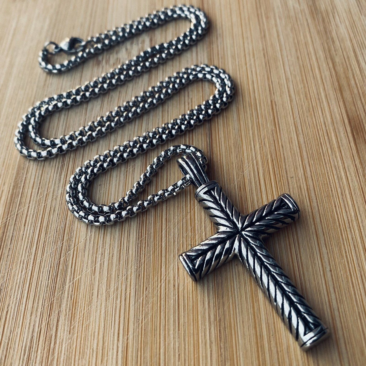 Stainless Steel Cross Pendant Necklace For Men Chain