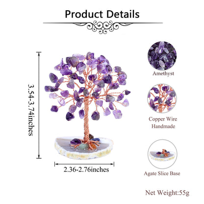 Amethyst Gemstone Money Tree Natural Amethyst Cluster Base FengShui Bonsai Reiki