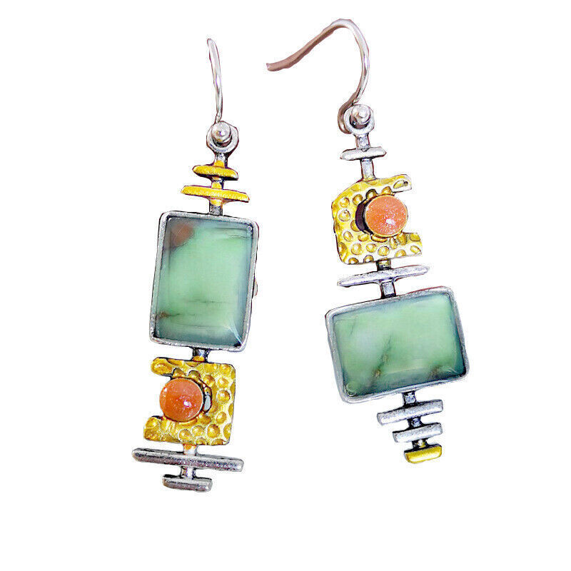 925 Silver Plated Dangle Drop Earrings Hook Women Turquoise Jewelry handmade