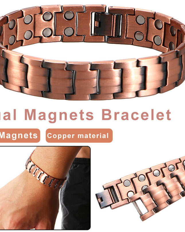 Men's Bracelet Magnetic Therapy Arthritis Pain Relief Pure Solid Copper Bangle