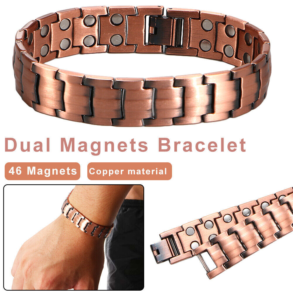 Men's Bracelet Magnetic Therapy Arthritis Pain Relief Pure Solid Copper Bangle