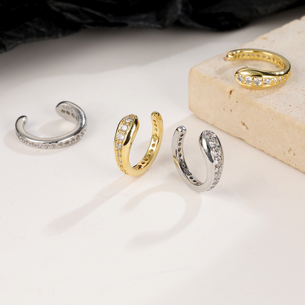 925 Silver Gold Plated Ear Cuff Earrings No Piercing Clip On Ear Clips Pair