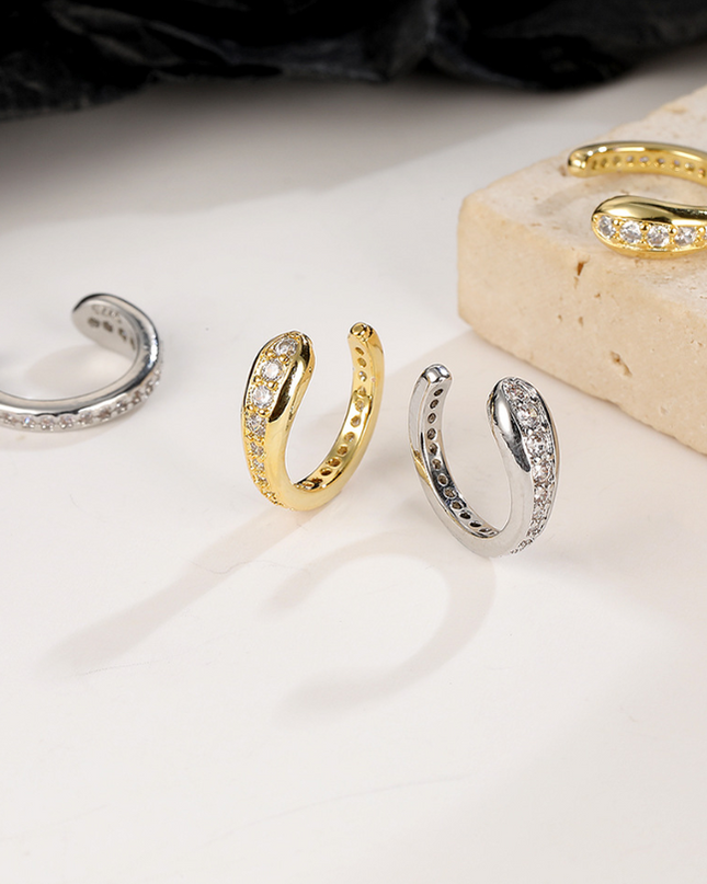 925 Silver Gold Plated Ear Cuff Earrings No Piercing Clip On Ear Clips Pair