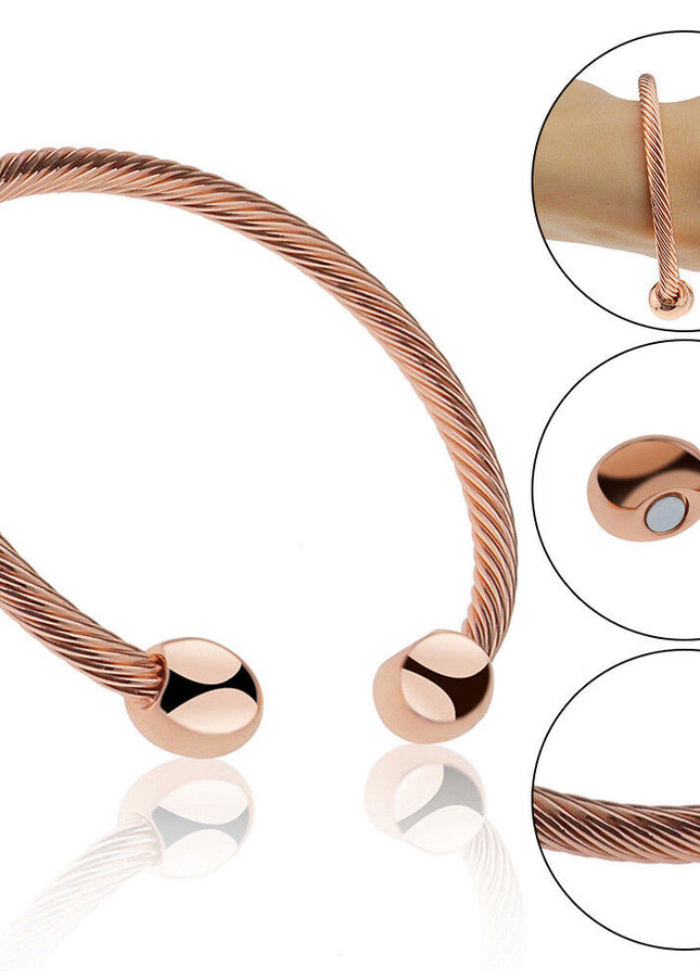 Men Women Magnetic Copper Bracelet Therapy Arthritis Healing Energy