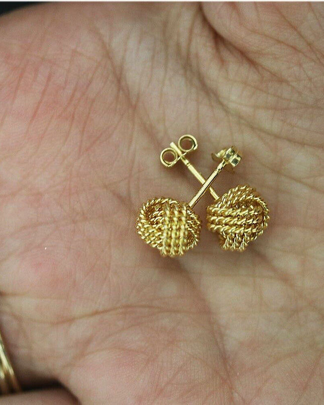 Italian 925 Solid Sterling Silver Gold Love Knot Stud Earrings For Women