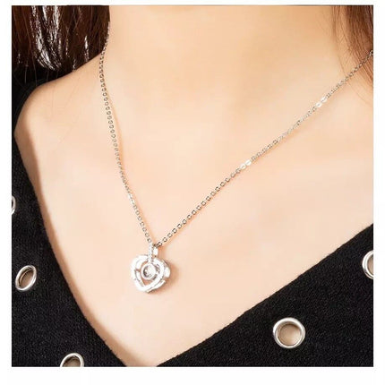 I LOVE YOU in 100 Languages Light Projection Heart Necklace
