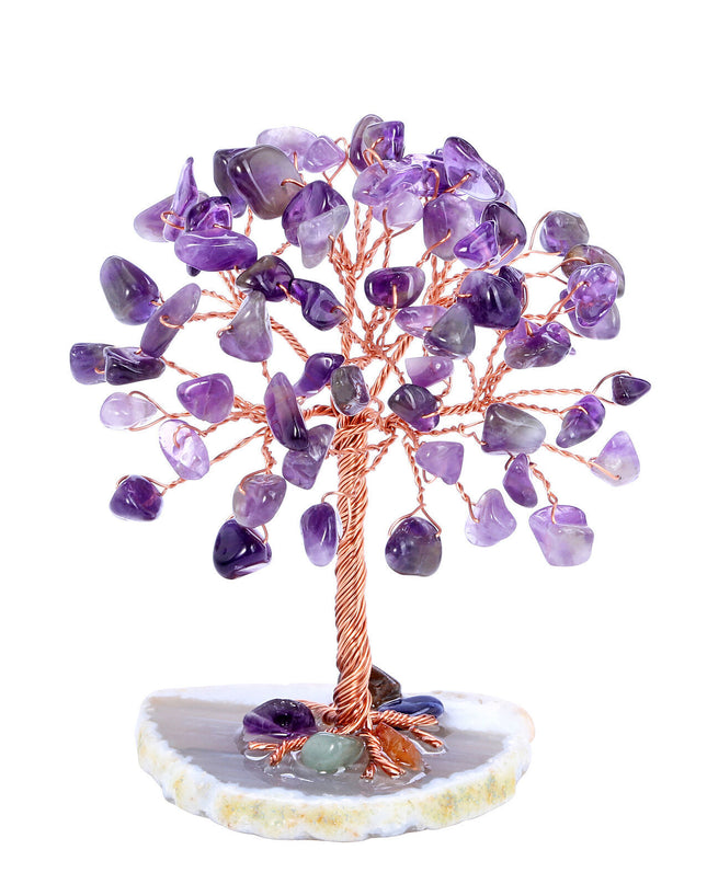 Amethyst Gemstone Money Tree Natural Amethyst Cluster Base FengShui Bonsai Reiki