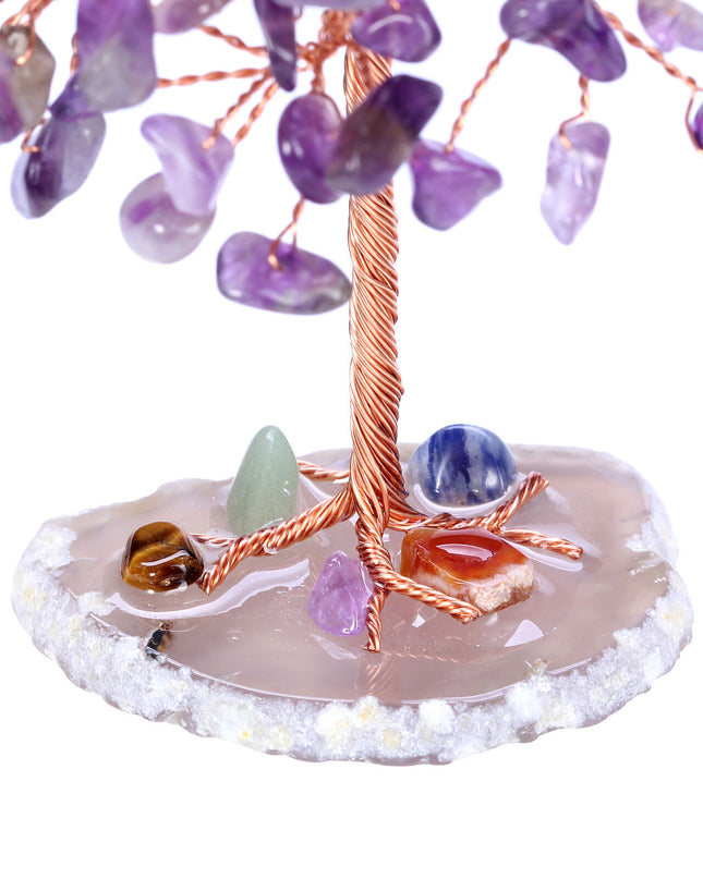 Amethyst Gemstone Money Tree Natural Amethyst Cluster Base FengShui Bonsai Reiki