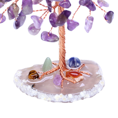 Amethyst Gemstone Money Tree Natural Amethyst Cluster Base FengShui Bonsai Reiki