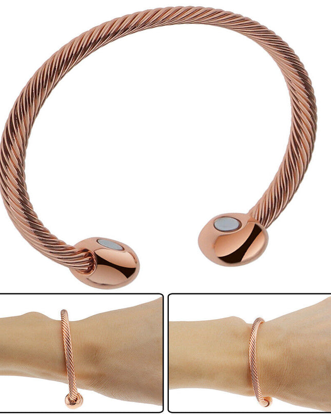 Men Women Magnetic Copper Bracelet Therapy Arthritis Healing Energy
