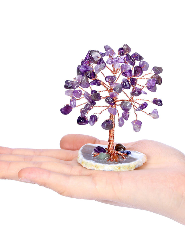 Amethyst Gemstone Money Tree Natural Amethyst Cluster Base FengShui Bonsai Reiki
