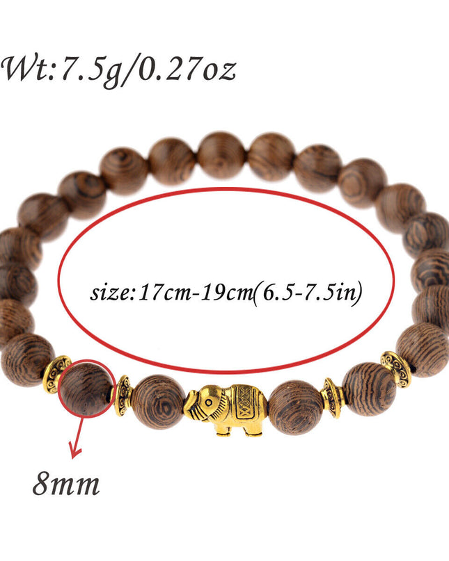 3Pcs Natural Wooden Beaded Bracelets Set Jewelry Gifts for Men Women
