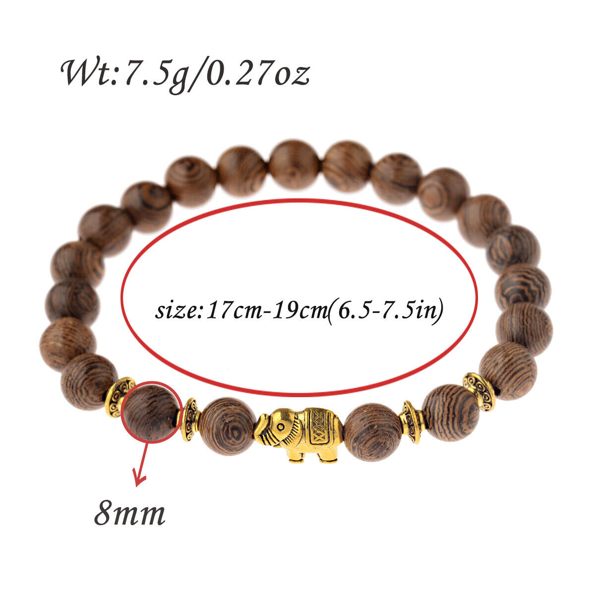 3Pcs Natural Wooden Beaded Bracelets Set Jewelry Gifts for Men Women