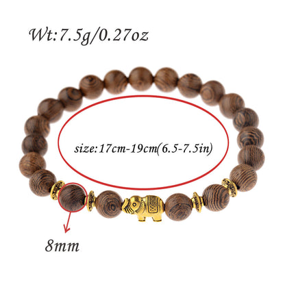 3Pcs Natural Wooden Beaded Bracelets Set Jewelry Gifts for Men Women