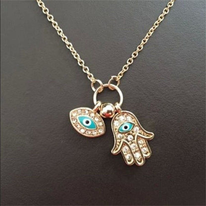 Women's Fashion Jewelry Silver or Gold Plated Evil Eye Hamsa Hand Necklace