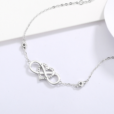 Adjustable Bracelet 925 Sterling Silver Infinity Love Heart Her Jewelry