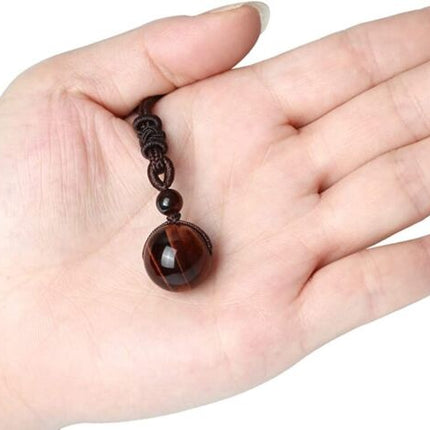 Red Tiger's Eye 16mm Bead Pendant Healing Reiki Women Men Necklace