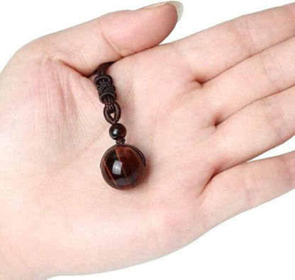 Red Tiger's Eye 16mm Bead Pendant Healing Reiki Women Men Necklace