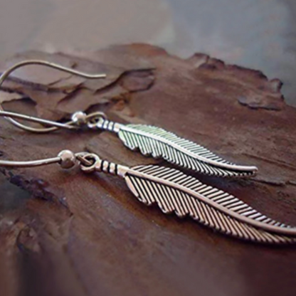 Feather Earrings 925 sterling silver Dangle hooks pewter charms Feathers